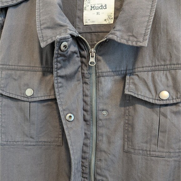 Mudd Gray Twill Jacket Women's XL Utility Military Style Full Zip‎ Lightweight - Picture 2 of 11